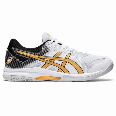 Asics Gel-Rocket 9 - Miesten Lentopallokengät - Valkoinen/Kultaiset